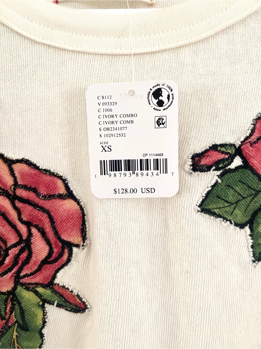 NWT Free People We The Free Edge of Glory Tee XS Floral Applique Oversized Top - Picture 9 of 11